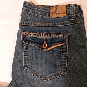 VINTAGE FLAVOUR TOP STICHED FLARE JEANS W/FLAP POCKETS